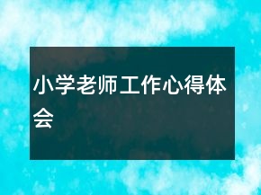 小學(xué)老師工作心得體會(huì)