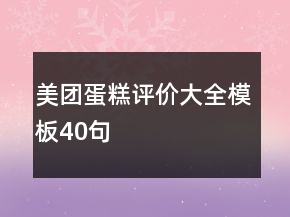 美團(tuán)蛋糕評價大全模板40句