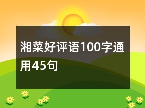 湘菜好評(píng)語100字通用45句