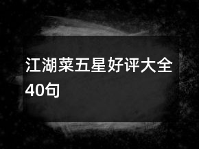 江湖菜五星好評大全40句
