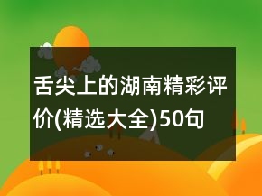 舌尖上的湖南精彩評(píng)價(jià)(精選大全)50句