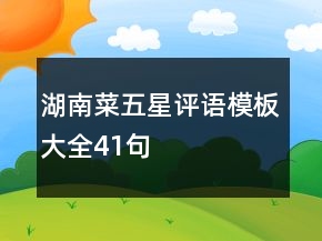 湖南菜五星評語模板大全41句