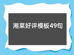 湘菜好評(píng)模板49句