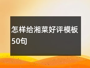 怎樣給湘菜好評模板50句