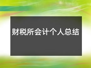 財(cái)稅所會(huì)計(jì)個(gè)人總結(jié)