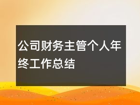 公司財(cái)務(wù)主管個(gè)人年終工作總結(jié)