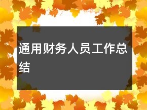 通用財(cái)務(wù)人員工作總結(jié)