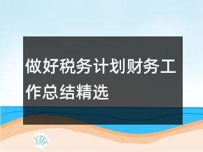 做好稅務(wù)計(jì)劃財(cái)務(wù)工作總結(jié)精選
