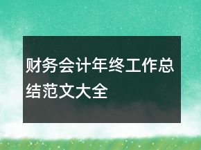 財務(wù)會計年終工作總結(jié)范文大全