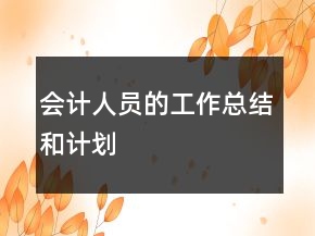 會計人員的工作總結(jié)和計劃