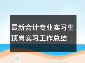 最新會計專業(yè)實習(xí)生頂崗實習(xí)工作總結(jié)