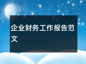 企業(yè)財務工作報告范文