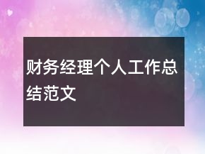 財務經理個人工作總結范文