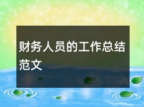 財(cái)務(wù)人員的工作總結(jié)范文