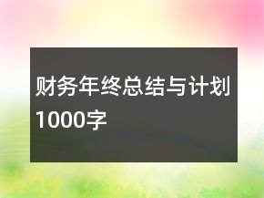 財務(wù)年終總結(jié)與計劃1000字