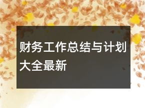 財務(wù)工作總結(jié)與計劃大全最新
