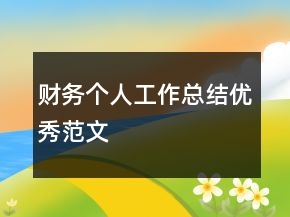 財(cái)務(wù)個人工作總結(jié)優(yōu)秀范文