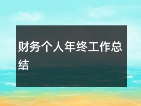 財務個人年終工作總結