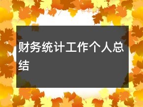 財務統(tǒng)計工作個人總結