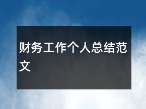財(cái)務(wù)工作個(gè)人總結(jié)范文