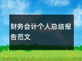 財務會計個人總結報告范文