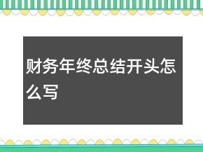 財(cái)務(wù)年終總結(jié)開頭怎么寫