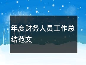 年度財務(wù)人員工作總結(jié)范文