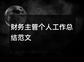 財務主管個人工作總結范文