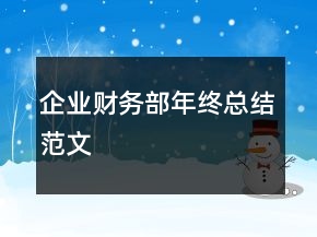 企業(yè)財務(wù)部年終總結(jié)范文