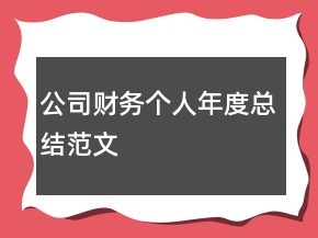 公司財(cái)務(wù)個人年度總結(jié)范文