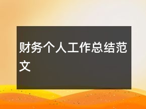 財務(wù)個人工作總結(jié)范文