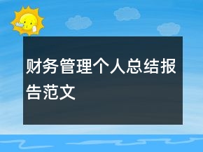 財務管理個人總結報告范文