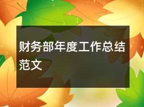 財(cái)務(wù)部年度工作總結(jié)范文