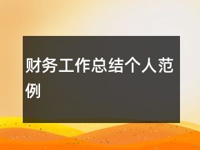 財務工作總結(jié)個人范例