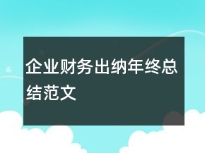 企業(yè)財務(wù)出納年終總結(jié)范文