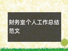 財務室個人工作總結范文