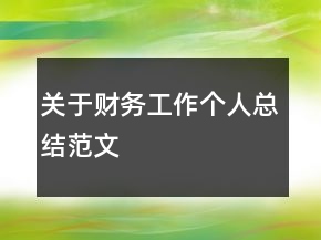 關(guān)于財(cái)務(wù)工作個(gè)人總結(jié)范文
