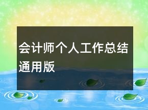 會(huì)計(jì)師個(gè)人工作總結(jié)通用版