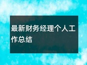 最新財務(wù)經(jīng)理個人工作總結(jié)