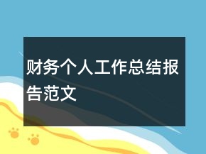 財(cái)務(wù)個(gè)人工作總結(jié)報(bào)告范文