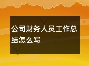 公司財務人員工作總結怎么寫