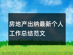 房地產(chǎn)出納最新個人工作總結(jié)范文