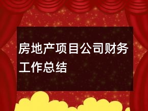 房地產項目公司財務工作總結