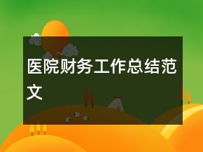 醫(yī)院財務(wù)工作總結(jié)范文