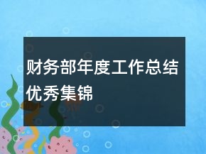財務(wù)部年度工作總結(jié)優(yōu)秀集錦