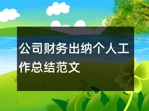 公司財務出納個人工作總結范文