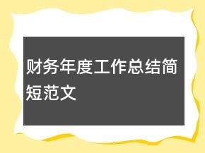 財(cái)務(wù)年度工作總結(jié)簡(jiǎn)短范文