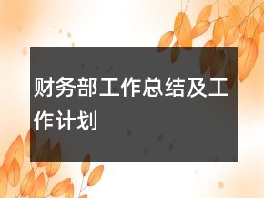 財(cái)務(wù)部工作總結(jié)及工作計(jì)劃