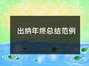 出納年終總結范例