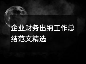 企業(yè)財務出納工作總結范文精選